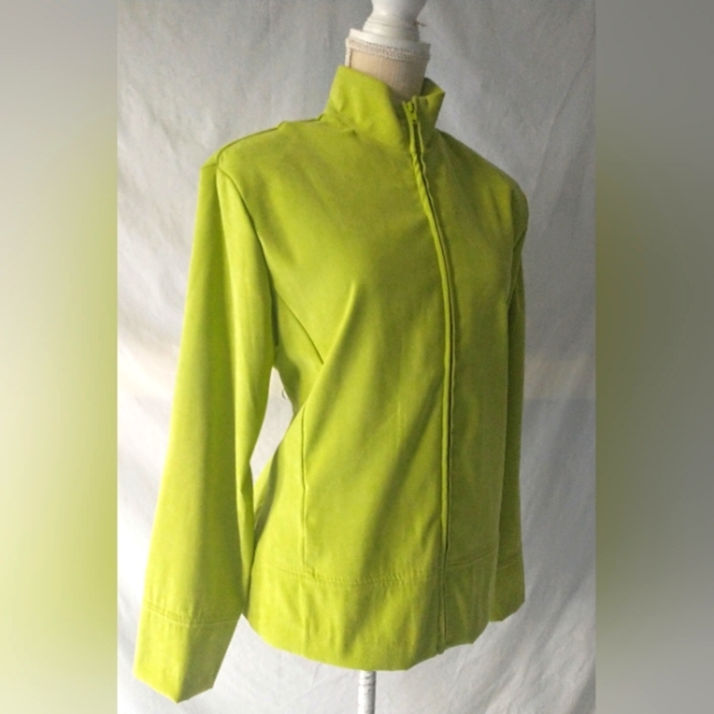 Joanna - Fresh Green Colored Zip Front Jacket - L